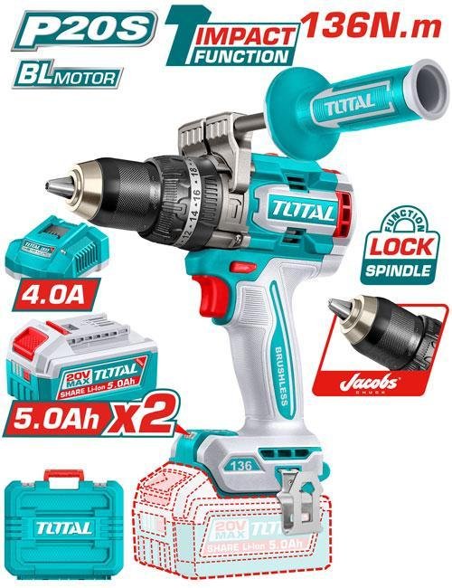 Perceuse À Percussion Brushless Sans Fil 20V Total 20V (TIDLI201368)